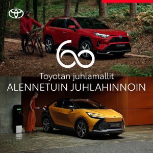 Toyota on ollut 60 vuotta Suomessa, sen kunniaksi tarjoamme useita houkuttelevasti hinnoiteltuja juhlamalleja sekä loistavia rah...